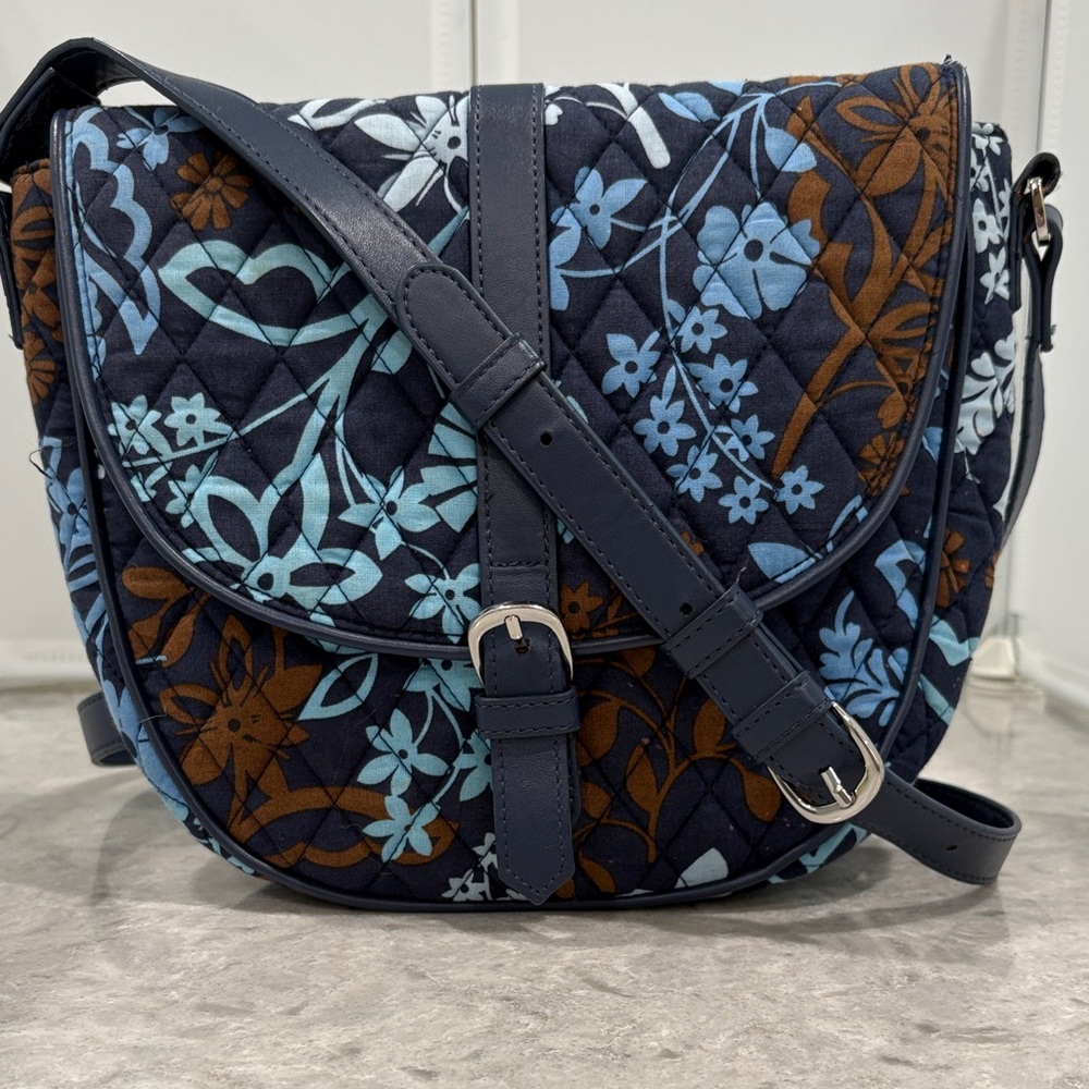 Vera Bradley Quilted Crossbody Bag - Blue and Brown